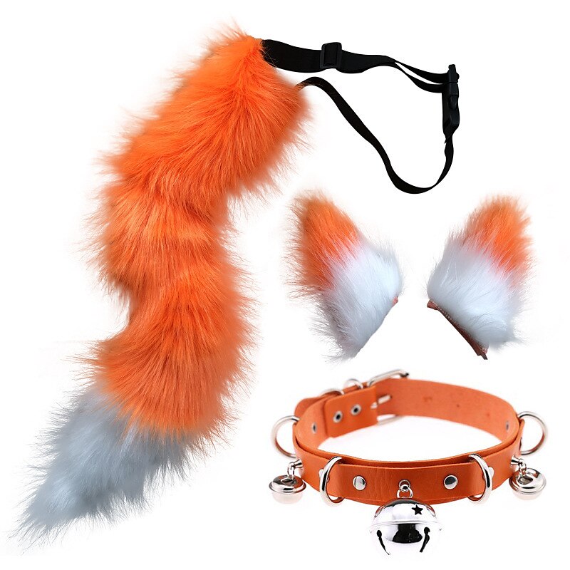 Simulated Plush Beast Ears Halloween Set Beast Tail Jewelry Cos Fox Ear Hair Clip Mantra Exhibition Prop Accessories 2025 - $29.99 –P3