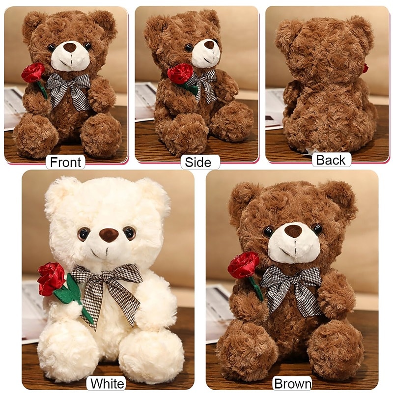 Women's Day Gifts Evlooe Bear Stuffed Animal Plush Toy for Valentine Day Cute 9.8 Teddy Bear Plushie with Rose Soft Small Cuddly Bear Toy Gifts for Girlfriend Boyfriend Mother's Day Gifts for MoM 2025 - $20.99 –P3