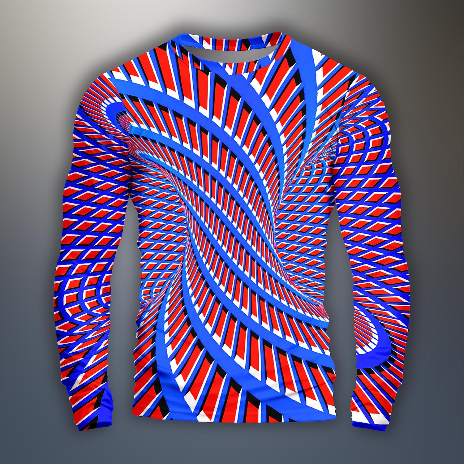 Men's Graphic Optical Illusion Geometic Visual Deception Funny T Shirts Long Sleeve T shirt 3D Print Crew Neck Shirt Daily Designer Artistic Carnival Party Casual Black Yellow Blue Spring &  Fall 2025 - $19.99 –P8