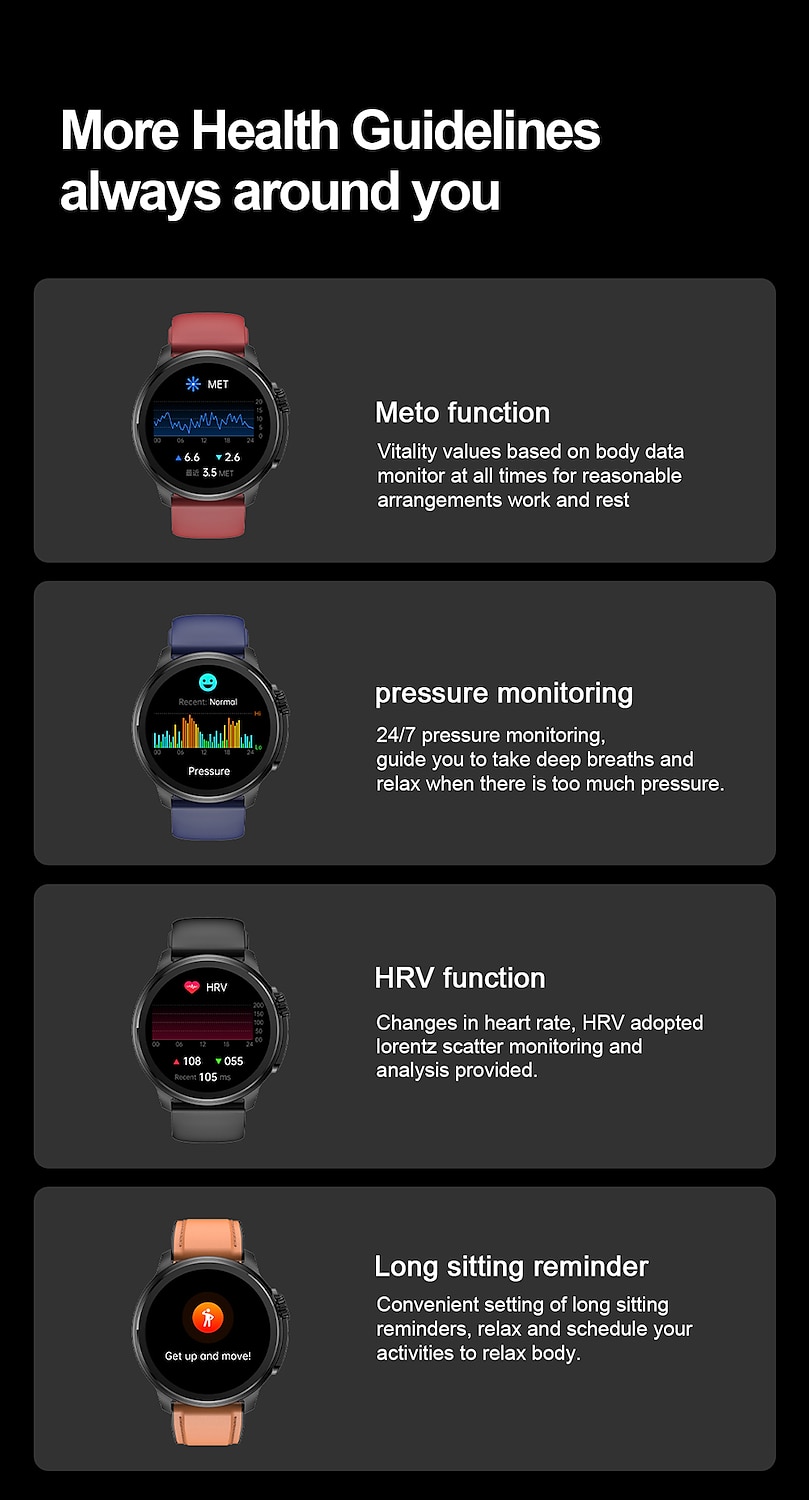iMosi et481 Smart Watch 1.43 inch Smartwatch Fitness Running Watch Bluetooth Call ECG PPG Pedometer Call Reminder Compatible with Android iOS Women Men Long Standby Waterproof Media Control IP68 46mm 2024 - JOD JD42.54 –P10