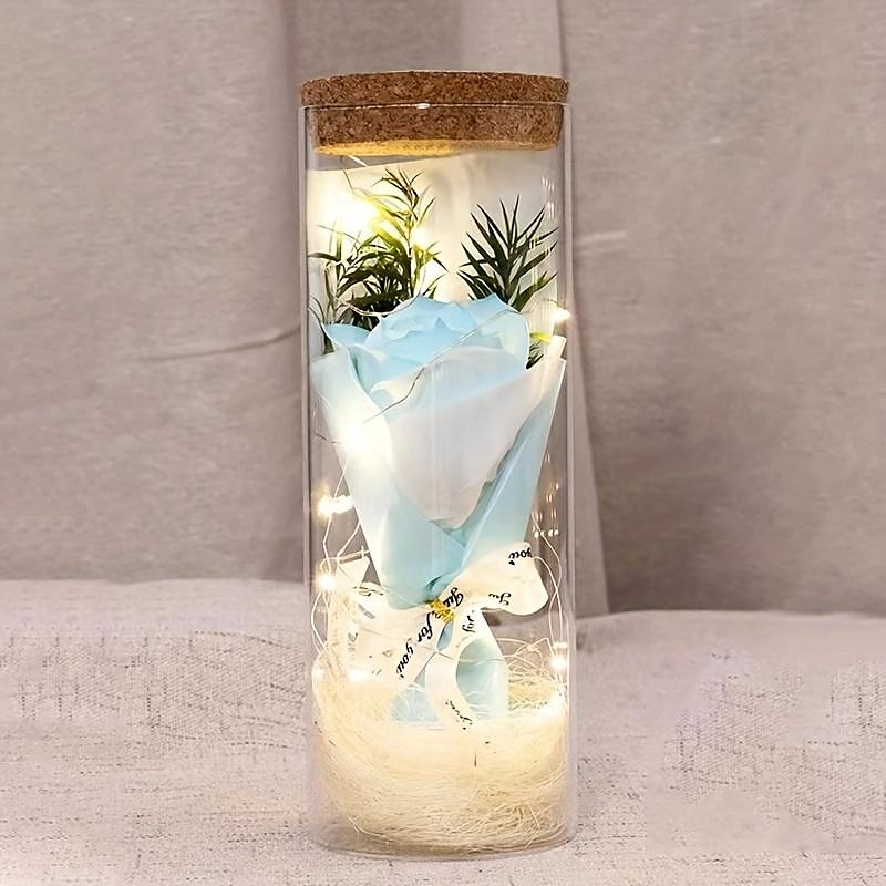 led světla, suché květiny, dárky na Valentýna, dárky k narozeninám, skleněné obaly, věčné květiny, kytice růží, perfektní dárky ke dni matek a svátkům díkůvzdání 2025 - $19.49 –P8