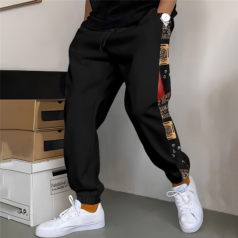 Hombre Pantalones de Deporte Pantalón Jogger Persona que practica jogging Pantalones Retazos Correa Cintura elástica Bloque de color Comodidad Transpirable Casual Diario Festivos Deportes Moda Negro 2025 - $23.99 –P3