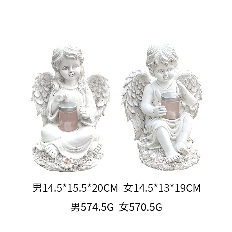 hageengel staty, engle fe statuett med solenergi lys, hage harpiks engel figurer ornament engle dekorasjon for plen kirkegård minnegaver, skytsengel hage statuette-jente 2025 - $37.99 –P5