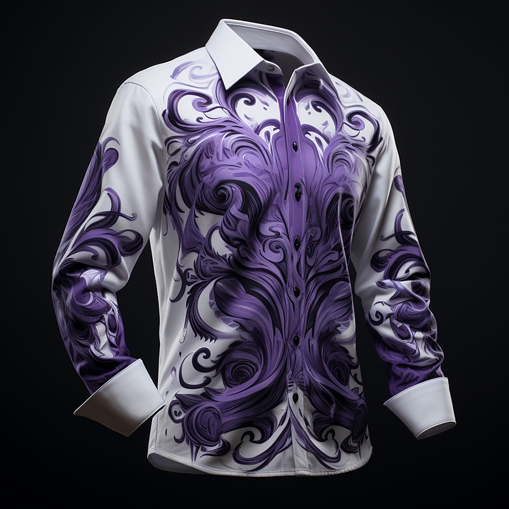 Per uomo Geometrica Fiamma Camicia Camicia con bottoni Manica lunga Artistico Da tutti i giorni Per uscire Autunno inverno Collo ripiegabile Stampa Bottone giù Grigio - viola Blu Viola Arancione del 2025 a $26.99 –P3