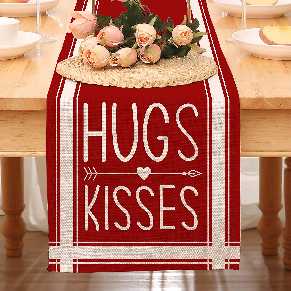 Valentines Day Table Runner Holiday Table Runner Seasonal Farmhouse Burlap Table Cloth for Wedding Anniversary Home Kitchen Dinner Table Party Decor 2025 - $7.49 –P12