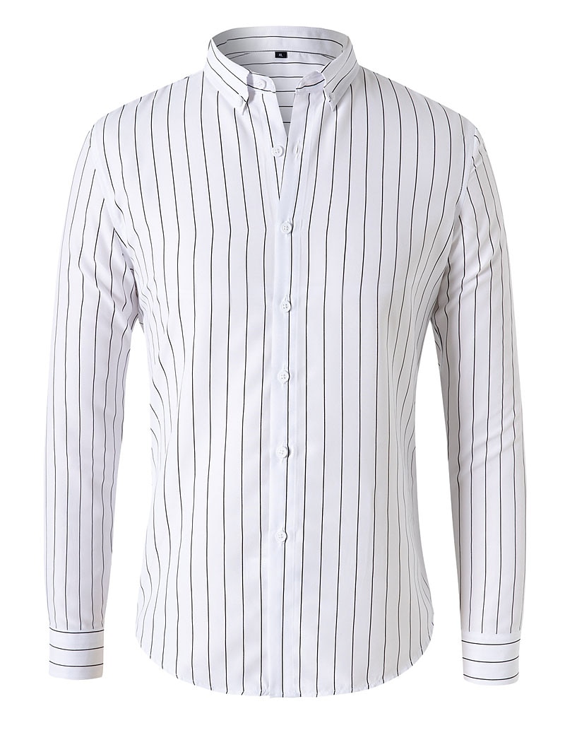 Men's Shirt Dress Shirt Button Down Shirt Black White Red Long Sleeve Stripes Lapel Spring &  Fall Office & Career Wedding Party Clothing Apparel 2025 - $21.99 –P11