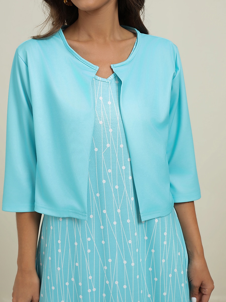 Rochie Midi pentru Femei Set Rochie în Două Părți Rochie Casual Rochie de Invitat la Nuntă Rochie Tank Elegant Geometric Puncte Buzunar Imprimat Manșon Scurt Guler în V Petrecere de Zi cu Zi Roz 2025 - $41.99 –P7
