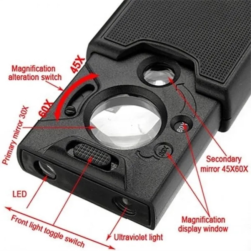 Foldable 3 in 1 30x 45x 60x LED UV Lighted Magnifier Jewelers Loupe Loop Magnifying Glass Jewelry Magnifier 2026 - $16.99 –P6