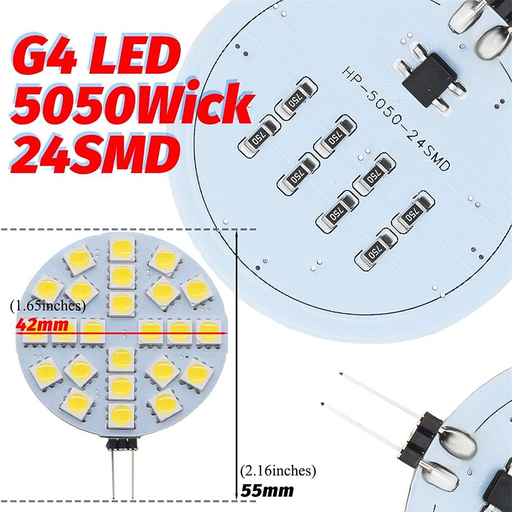 2025年 g4 LED 電球 DC 12V 調光可能 1W/1.5W/2W/3W、10W-30W ハロゲン相当、3000K 温白色/6000K 昼光色、180° ビーム角 (5 個)  コレクション – $9.99 –P5
