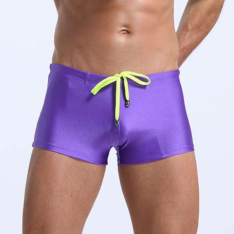 Men's Swim Trunks Swim Shorts Daily Beach Quick Dry Breathable Drawstring Elastic Waist Plain Short Sport Casual Activewear Black White Stretchy 2025 - $8.99 –P9