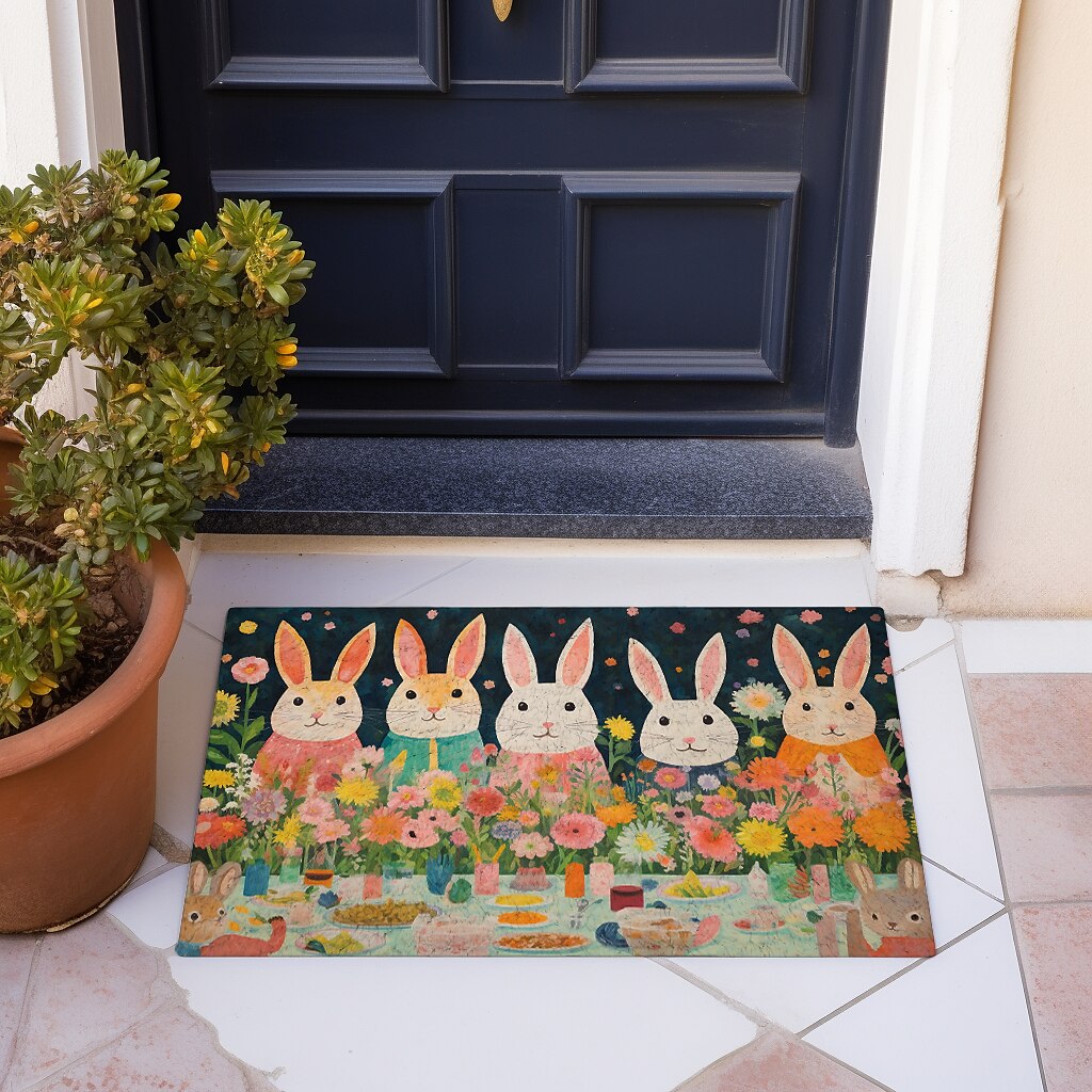 Painting Rabbits Doormat Floor Mats Washable Rugs Kitchen Mat Non-Slip Oil Proof Rug Indoor Outdoor Mat Bedroom Decor Bathroom Mat Entrance Rug 2025 - $16.99 –P9