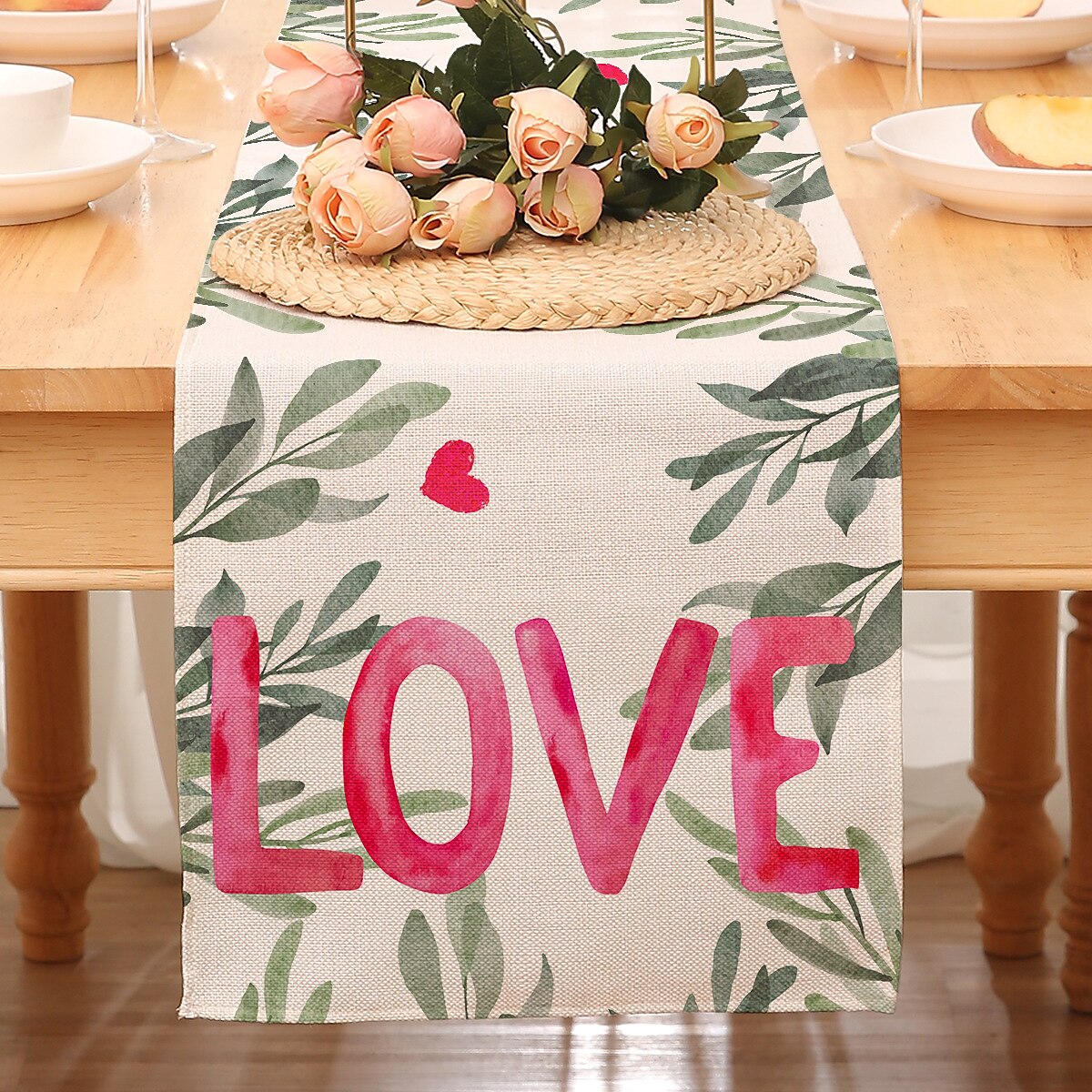 Valentines Day Table Runner Holiday Table Runner Seasonal Farmhouse Burlap Table Cloth for Wedding Anniversary Home Kitchen Dinner Table Party Decor 2025 - $7.49 –P23