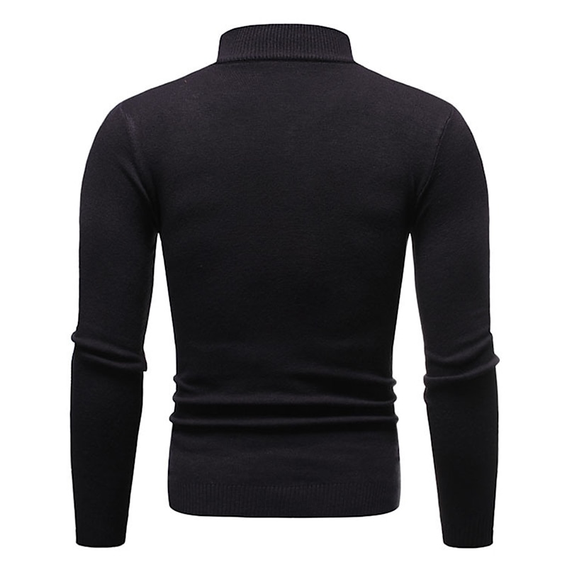 Pánské Pulovrový svetr Pletený svetr Rýhovaný Plést Standardní Pletený Bez vzoru Mock Neck Základní Zahřívací Denní nošení Jdeme ven Oblečení Podzim Zima Fialová Černá M L XL 2026 - $18.99 –P11