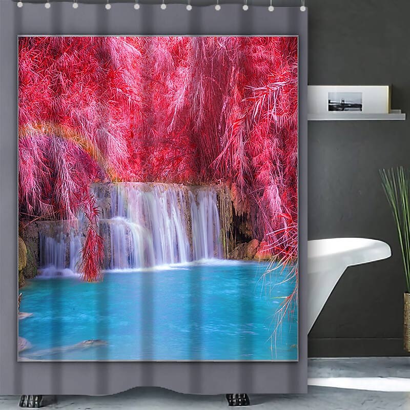 Dusjforheng med kroker 180 cm*180 cm (70"*70") polyester vaskbar vanntett mønster baderom badekar dekor rustikk bondegård tre vintage låve 2026 - $28.99 –P10