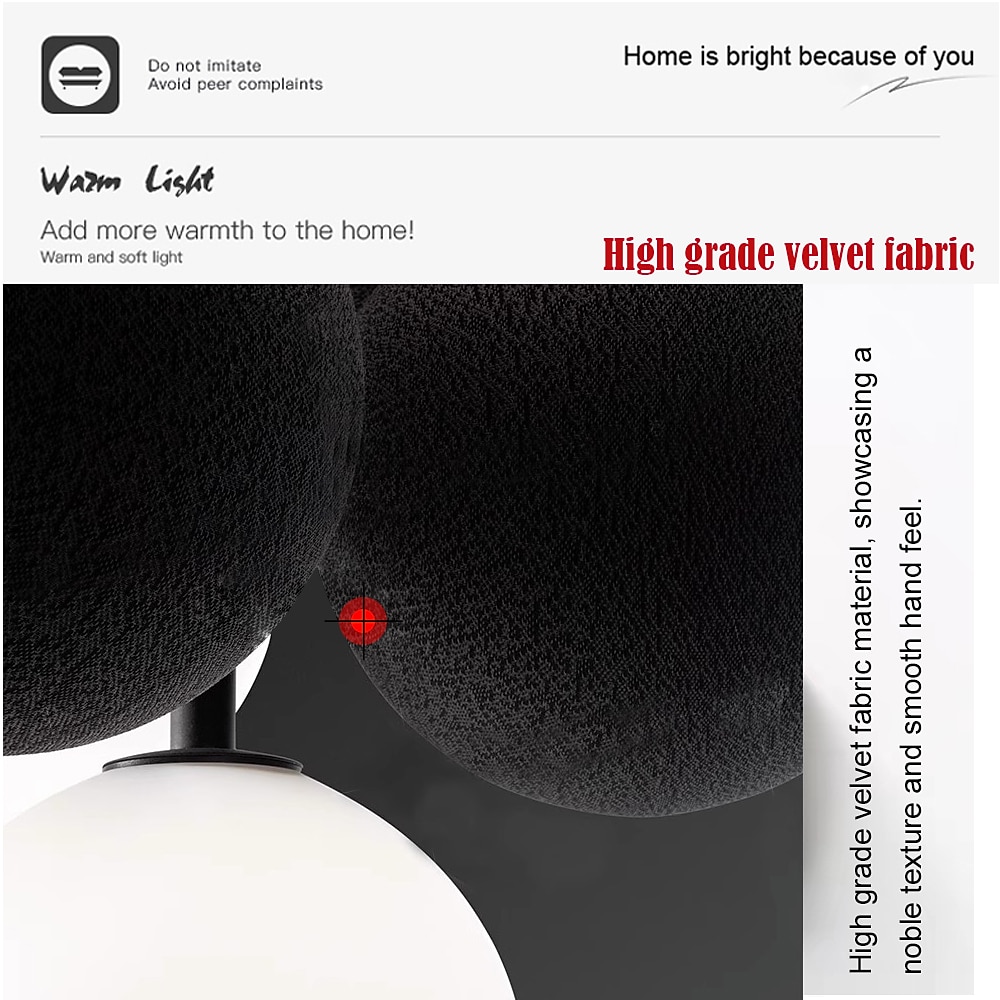 Artistic Style Velvet FabricPVC Simple Found Ball Molecular Pendant Lamp Bedroom Bedside Restaurant Pendant Lamp Creative Molecular Round Ball Pendant Lamp 2025 - $399.99 –P4