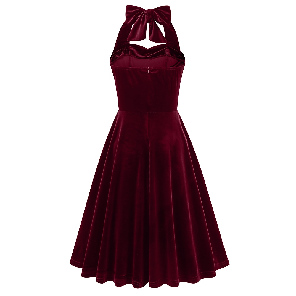 Retro Vintage 1950s Midi Swing Dress Flare Dress Sleeveless Halter Neck  Fancy Dress Women's Masquerade Casual Daily Party / Cocktail Bachelorette  Party Adults' Dress Homecoming Dresses 2026 - $66.99