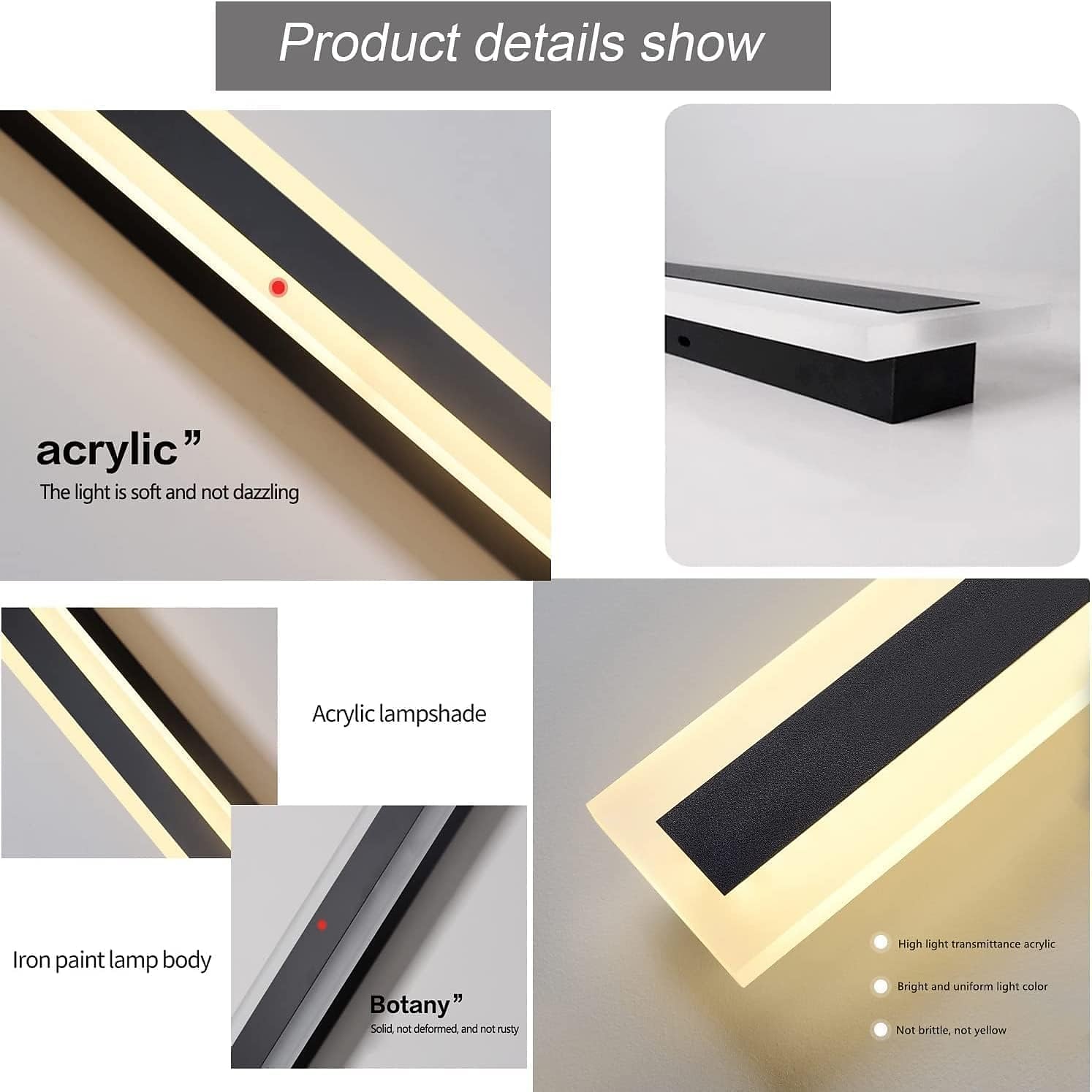 LED Acrylic Wall Lamp RF Remote Control Dimmable Timing LED Indoor Wall Lamp Suitable for Balcony  Bedrooms Living Rooms Study Rooms Corridors Bathrooms and Office Spaces 2025 - $73.99 –P6