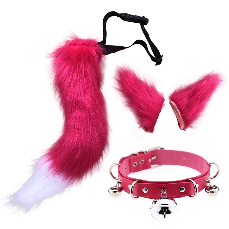 Simulated Plush Beast Ears Halloween Set Beast Tail Jewelry Cos Fox Ear Hair Clip Mantra Exhibition Prop Accessories 2025 - $29.99 –P11