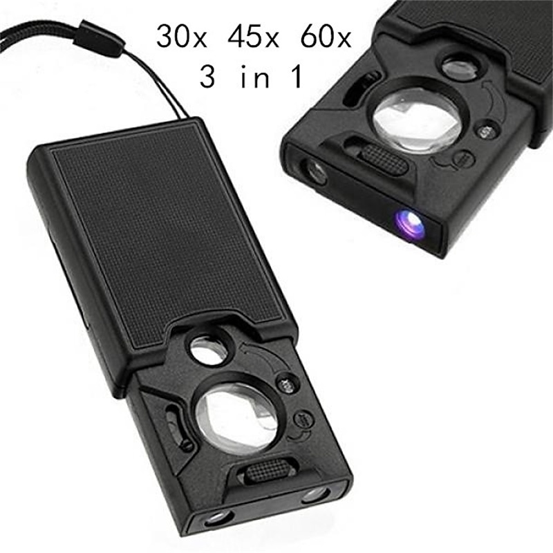 Foldable 3 in 1 30x 45x 60x LED UV Lighted Magnifier Jewelers Loupe Loop Magnifying Glass Jewelry Magnifier 2026 - $16.99 –P5