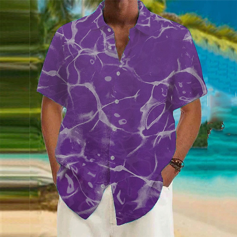 Herre Bølger Sprekk Skjorte Hawaii skjorte Aloha skjorte Kortermet Skjorte Aftæpning Kunstnerisk Abstrakt utendørs Gate Fritid / hverdag Svart Hvit Gul S M L 2026 - $23.99 –P11