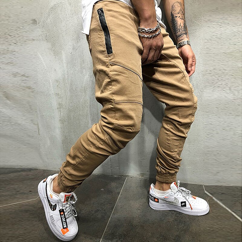 Men's Cargo Pants Trousers Track Pants Jogging Pants Outdoor Athleisure Daily Sports Soft Comfortable Pocket Drawstring Elastic Waist Plain Full Length Fashion Casual Activewear Black Khaki 2025 - $21.99 –P11