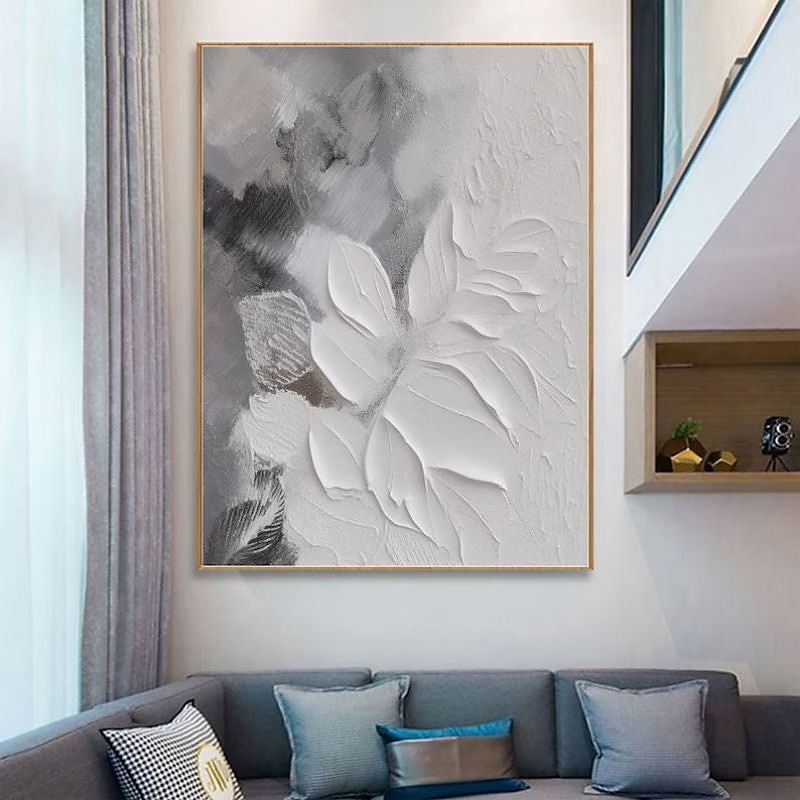 grijze en witte abstracte kunst handgemaakte olieverf op doek wabi sabi kunst aan de muur grijze minimalistische schilderkunst 3D getextureerde Acryl schilderij huis wand decor 2025 - $100.99 –P10