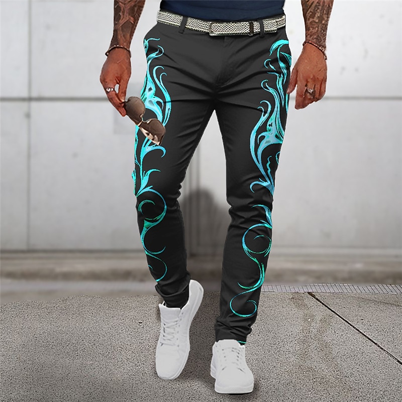 Plamen Obchodní Abstraktní Pánské 3D tisk Oblekové Kalhoty Venkovní Denní nošení Streetwear Polyester Žlutá Červená Modrá S M L Středně vysoký pas Pružnost Kalhoty 2025 - $29.99 –P3