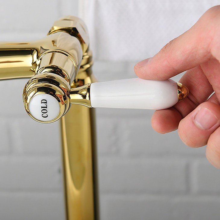 Badkraan - Retro vintage Galvanisch verzilveren Vrijstaand Keramische ventiel Bath Shower Mixer Taps 2026 - $845.49 –P7