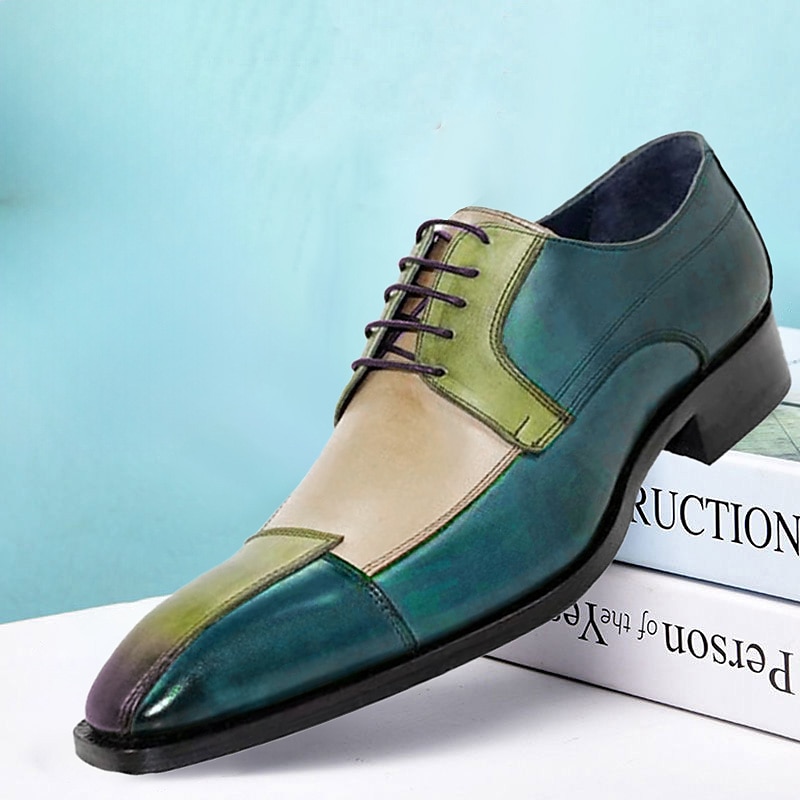 scarpe oxford da uomo in similpelle sfumata – design dipinto a mano, scarpe eleganti con lacci, perfette per le occasioni speciali del 2025 a $54.99 –P1