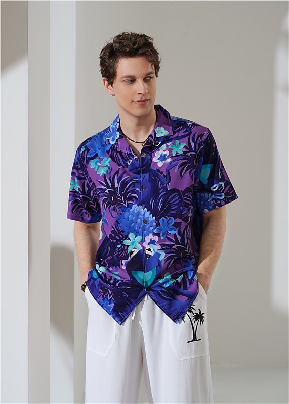 Herren Blumen Ananas Frosch Hemd Hawaiihemd Sommerhemd Aloha-Shirt Kurzarm Hemd Umlegekragen Hawaiianisch Designer Brautkleider schlicht Outdoor Strasse Casual Rot grün Olivgrün Rosa 3D-Druck S M L 2025 - $24.99 –P4