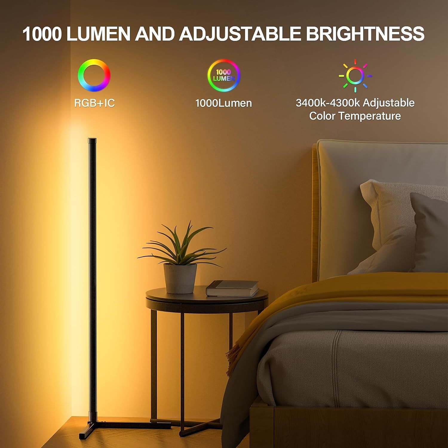 2025年 RGB LEDスマートライトイリュージョンフロアライトWiFi Bluetoothコーナーライト、音楽同期、音声検出、1.2m 74個のLEDビーズ、USB駆動、リビングルーム/寝室の雰囲気用  コレクション – $64.99 –P2