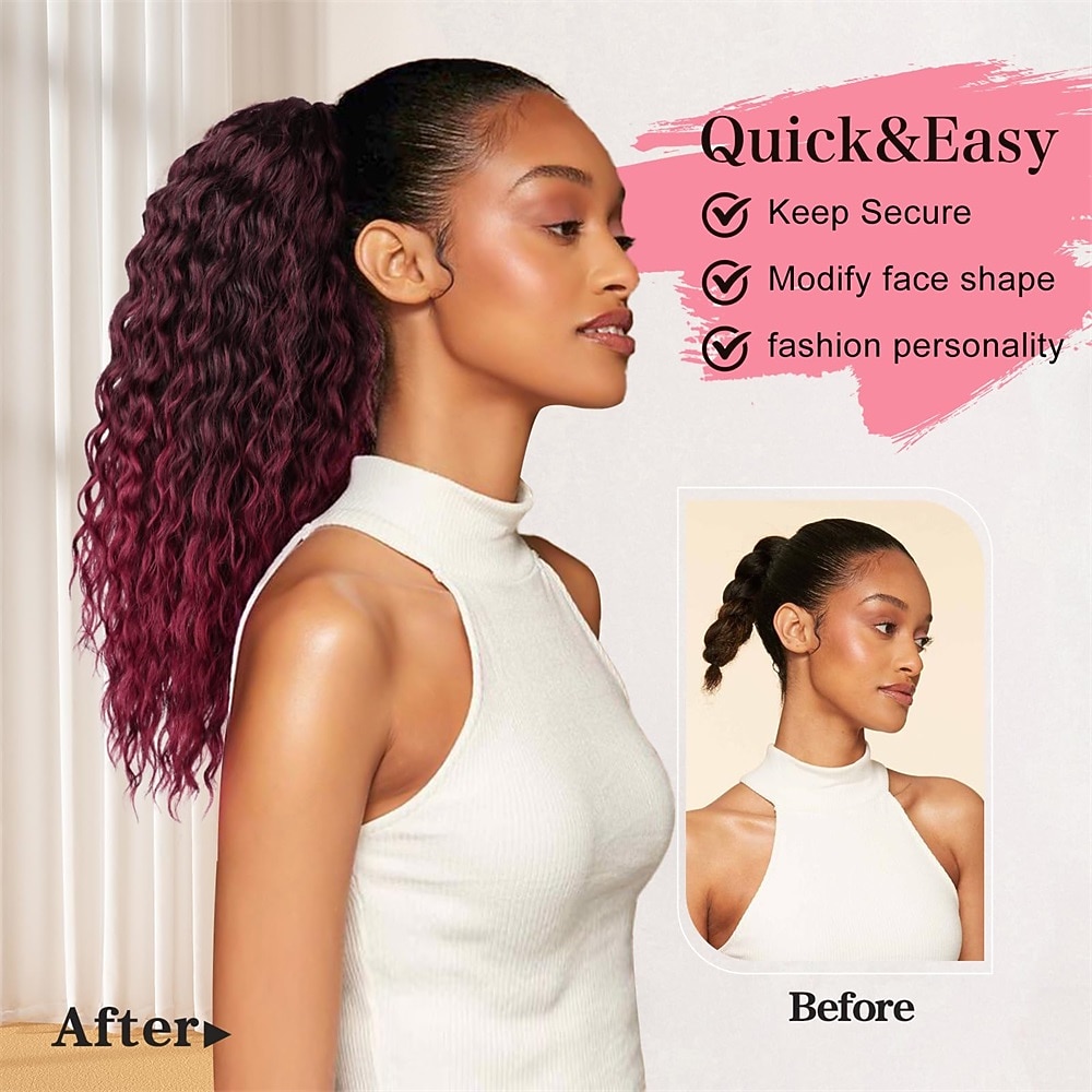 Ponytail Extension Drawstring Ponytail for Black Women Synthetic Long Curly Pony Tails Hair Extensions Clip in Ponytail 20 Inch Hairpiece 2026 - AU $18.49 –P9