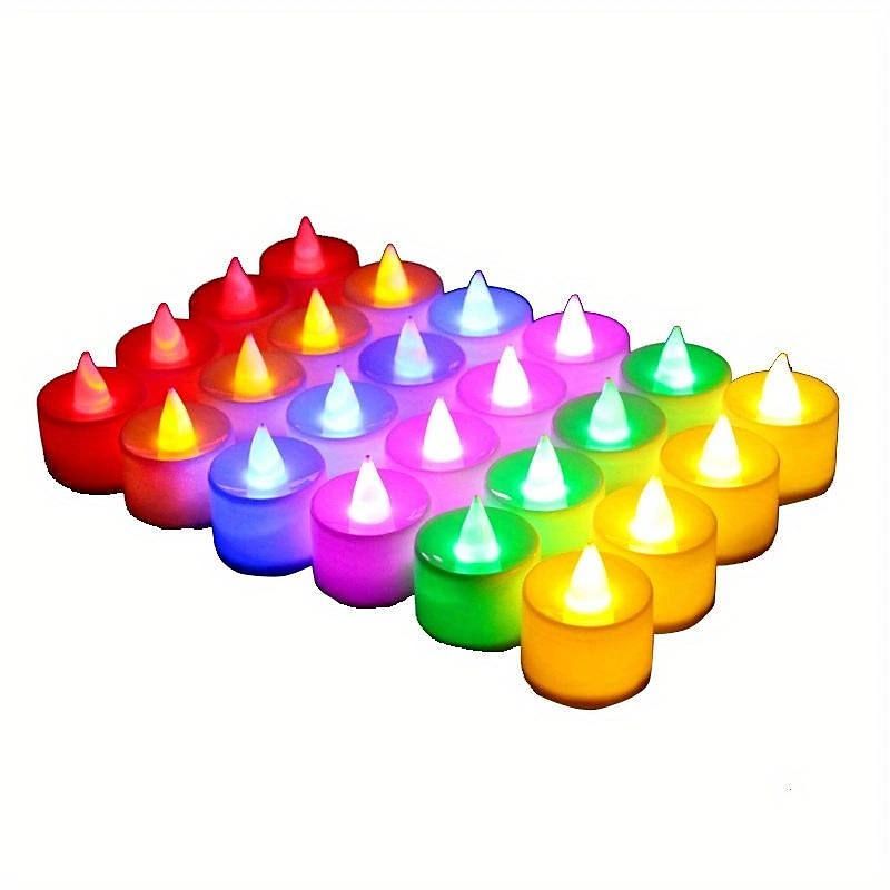 24/50 stk led elektronisk stearinlys lampe, rundt hvitt skall nattlys, lite led lys, for valentinsdag, jul, diverse feriedekorasjoner 2025 - $22.99 –P1