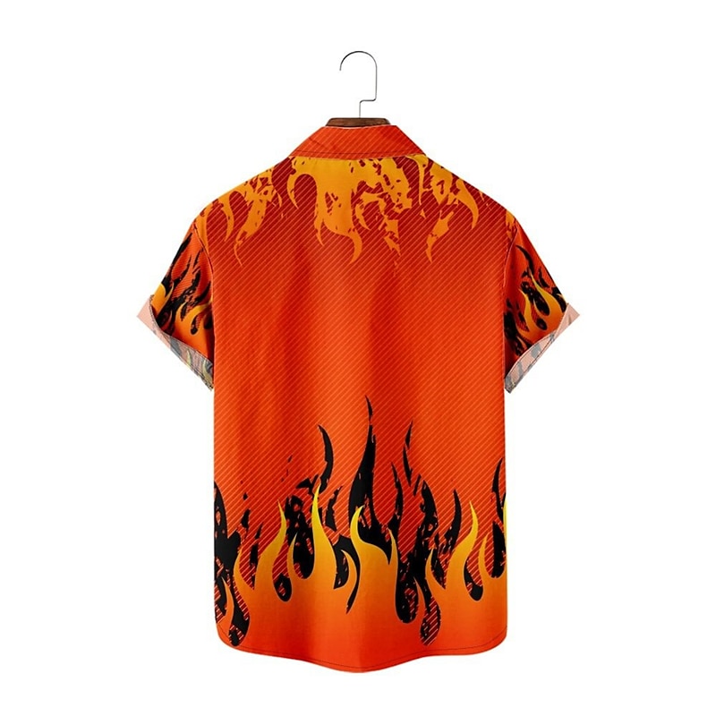Herr Låga Skjorta Knapp upp skjorta Kortärmad Abstrakt Dagliga kläder Utekväll Helgen Höst Nedvikt Mönster Button-Down Svart Gul Rubinrött Orange 2025 - $22.99 –P7