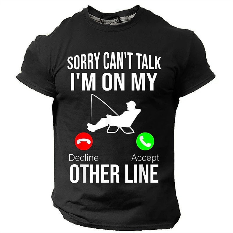 T-shirt de pêche pour homme  T-shirt graphique amusant 'Désolé je ne peux pas parler je suis sur ma autre ligne' pour les pêcheurs de 2026 ? $19.49 –P1
