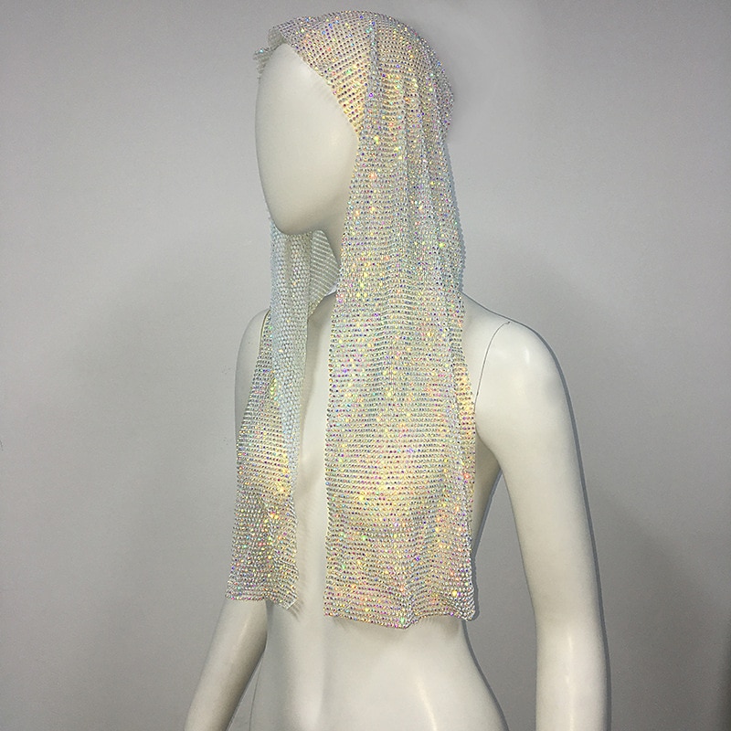 Strass a rete trasparente Avvolgimento della testa sciarpa sciarpa Metallico Brillanti Sensuale Poliestere Per Da discoteca Cosplay Carnevale Per donna Bigiotteria Gioielleria di moda del 2025 a $24.99 –P17