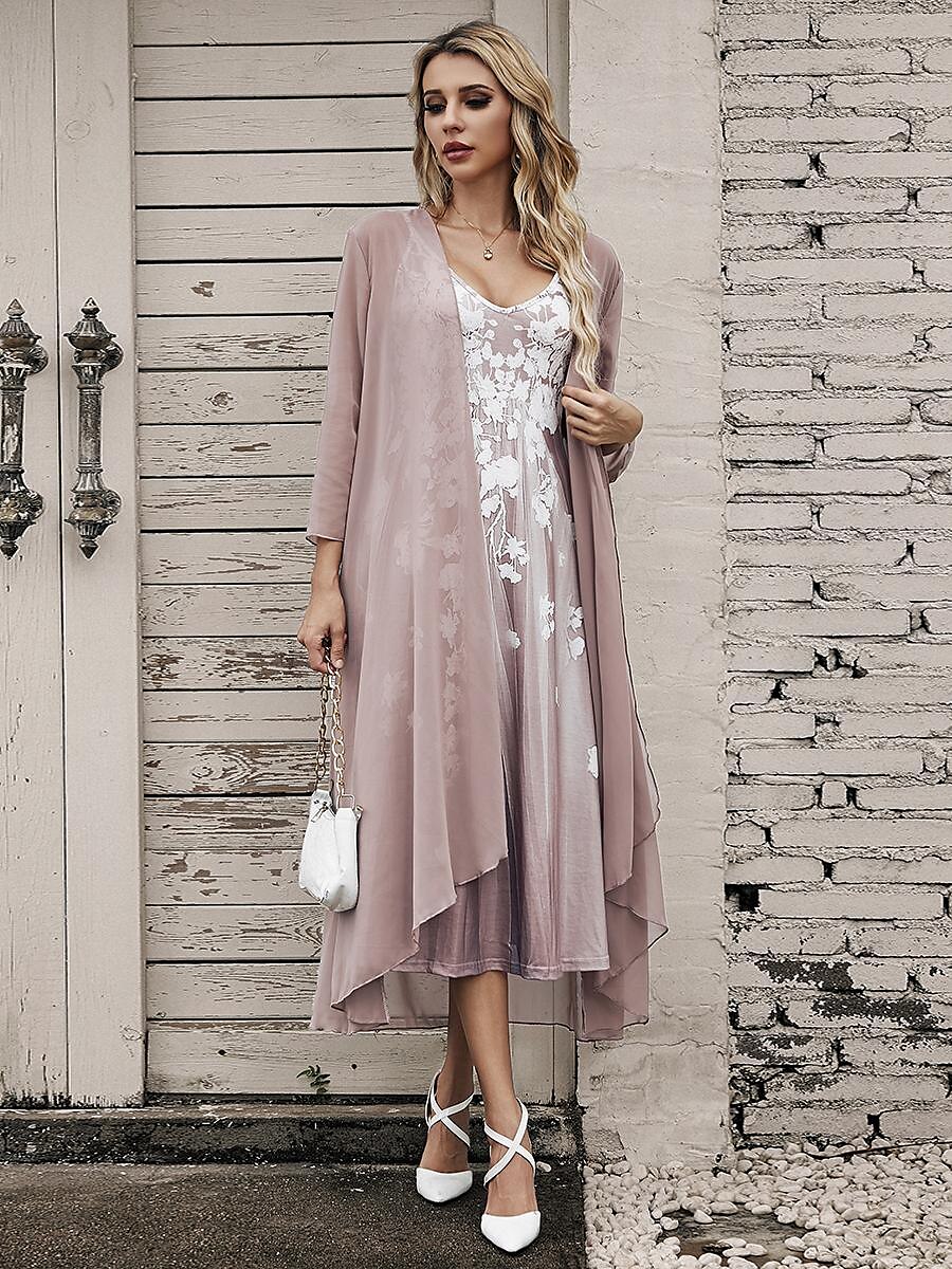 Damen Casual kleid Kleid-Set Zweiteiliges Kleid kleid lang Purpur Braun Grün Halbe Ärmel Blume Bedruckt Sommer Frühling V Ausschnitt Modisch Urlaub 2023 S M L XL XXL 3XL 2025 - $41.99 –P8