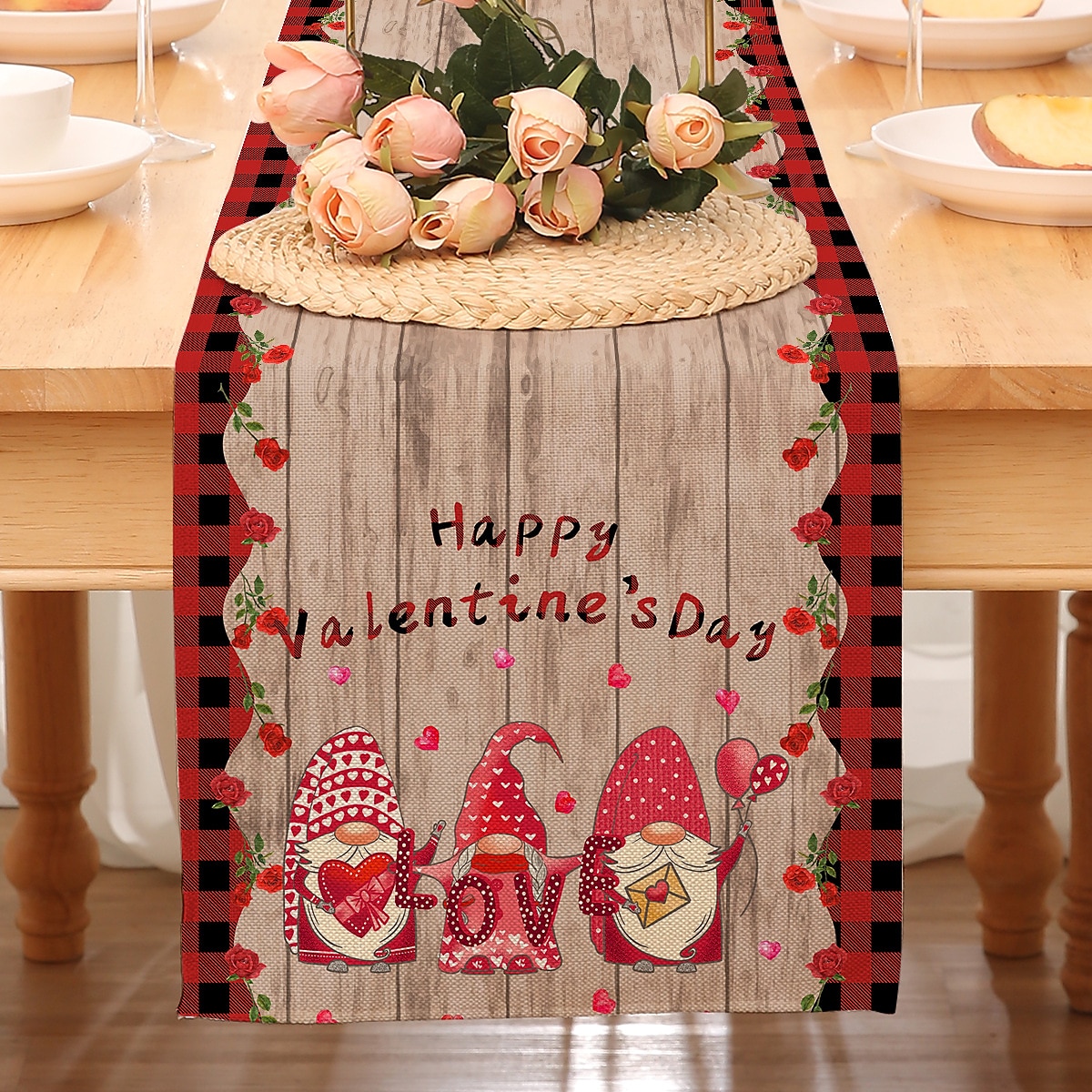 Valentines Day Table Runner Holiday Table Runner Seasonal Farmhouse Burlap Table Cloth for Wedding Anniversary Home Kitchen Dinner Table Party Decor 2025 - $7.49 –P18