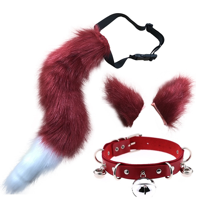 Simulated Plush Beast Ears Halloween Set Beast Tail Jewelry Cos Fox Ear Hair Clip Mantra Exhibition Prop Accessories 2025 - $29.99 –P7