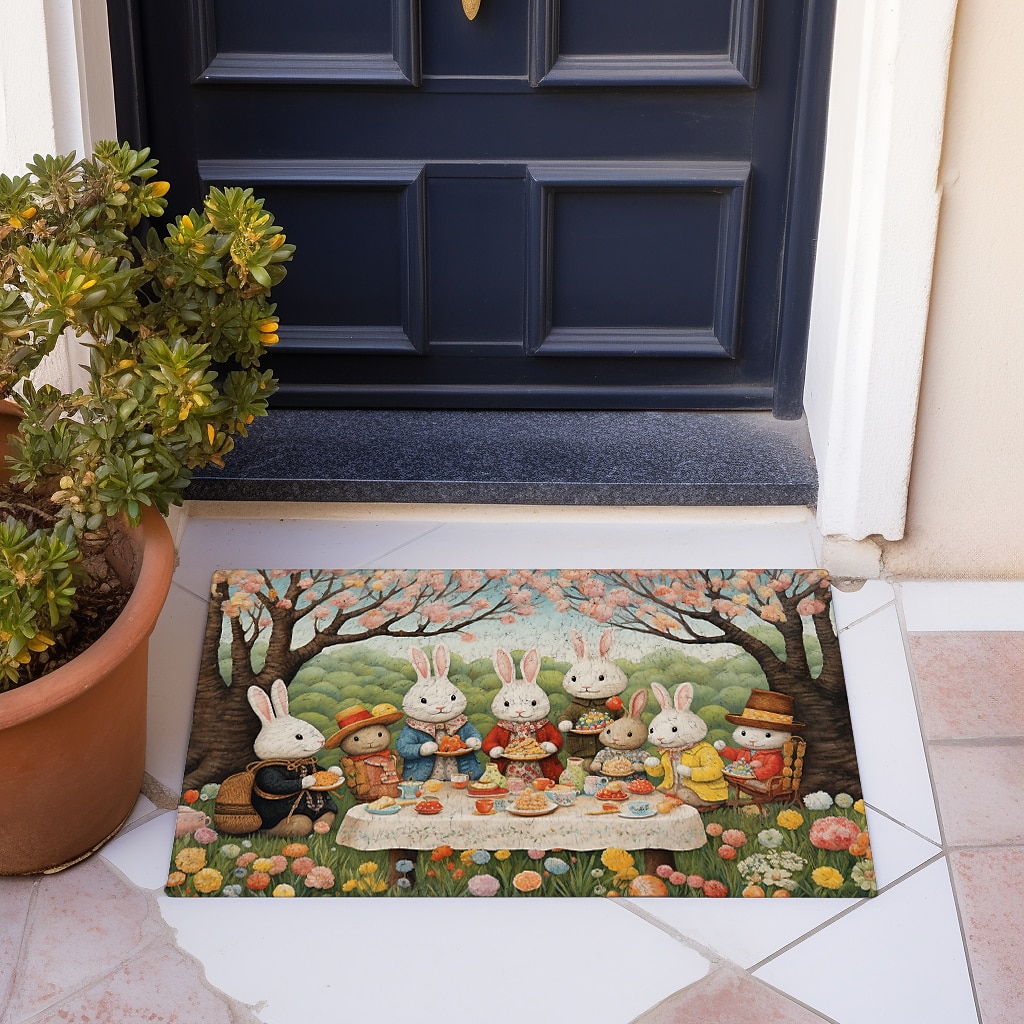Painting Rabbits Doormat Floor Mats Washable Rugs Kitchen Mat Non-Slip Oil Proof Rug Indoor Outdoor Mat Bedroom Decor Bathroom Mat Entrance Rug 2025 - $16.99 –P6