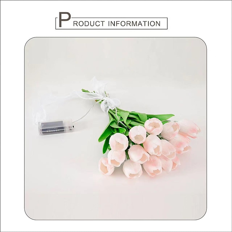 10pcs Tulip Artificial Flowers with LED Lights, Real Touch Tulip Bouquet, Battery Operated for Wedding Christmas Holiday Photography Home Decoration Creative Gifts 2026 - $23.99 –P20