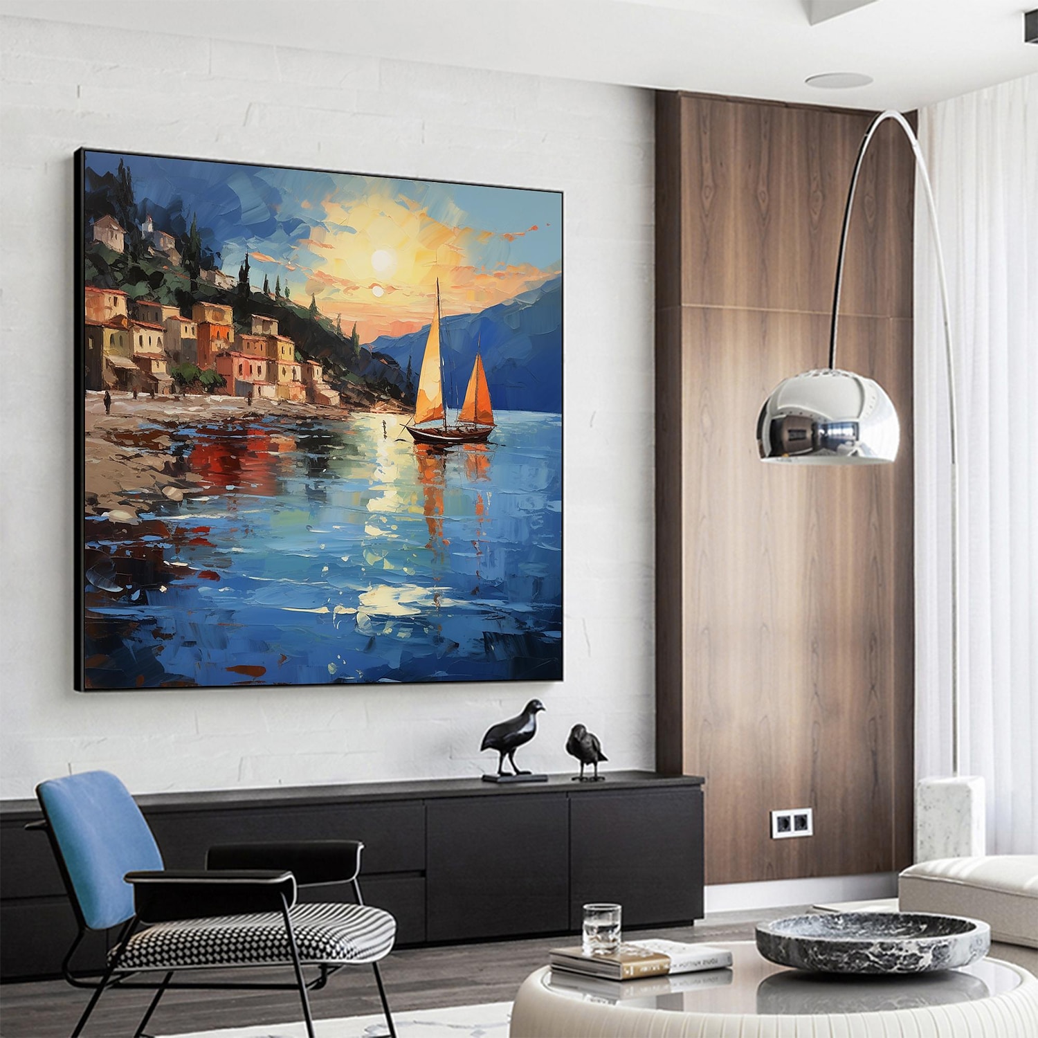 Handmade Oil Painting Canvas Wall Art Decor Original sailboat art Home Decor With Stretched FrameWithout Inner Frame Painting 2025 - $147.99 –P16