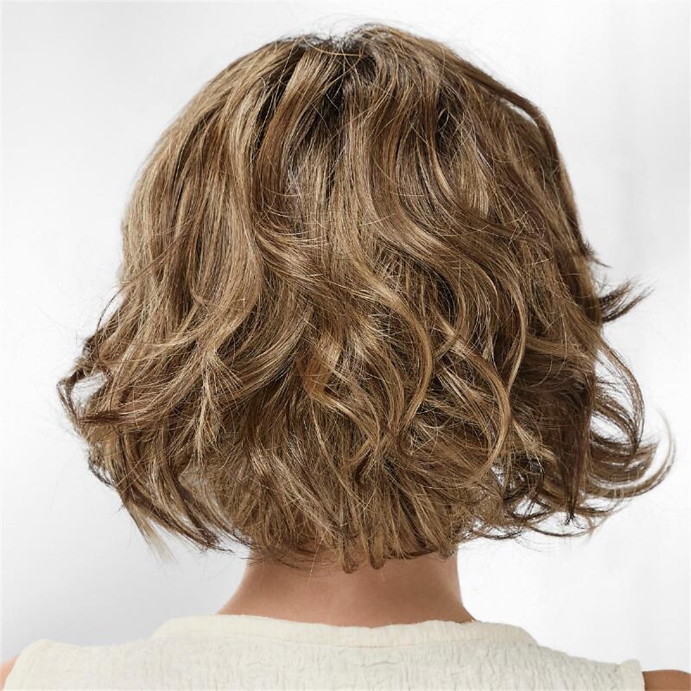 Synthetische Perücken Locken Mit Pony Maschinell gefertigt Perücke Kurz A1 A2 Synthetische Haare Damen Weich Modisch Einfach zu tragen Blond Braun 2025 - $18.99 –P1