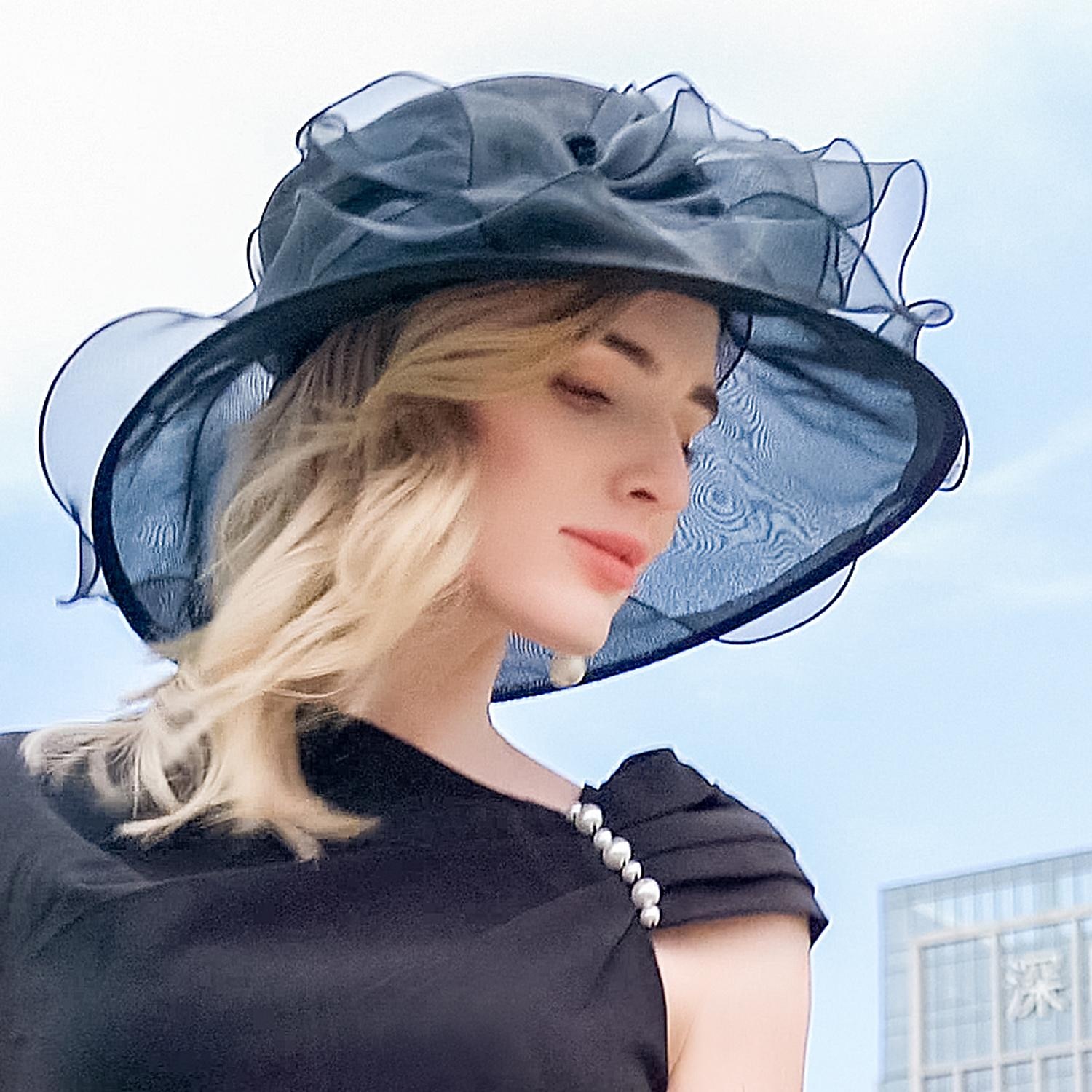 Chapéus de seda gelo bowler/cloche chapéu de sol casual chá festa elegante simples romântico com emenda headpiece headwear de 2026 por $34.99 –P3
