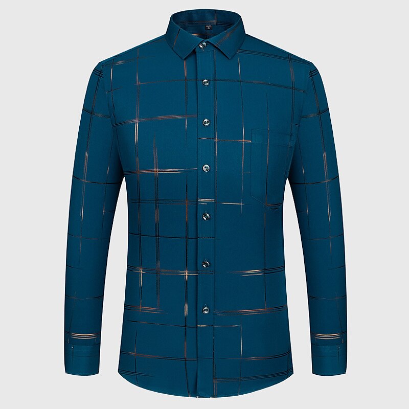 Men's Shirt Dress Shirt Button Down Shirt Wrinkle Resistant Plaid Office & Career Wedding Party Black White Red Royal Blue Long Sleeve Lapel Spring & Fall Clothing Apparel Front Pocket 2025 - $28.99 –P8