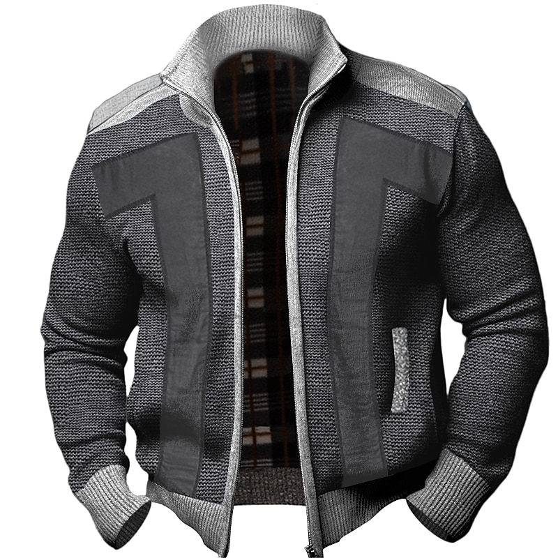 Homens Sueter Cardigan Suéter com zíper Cardigã Chunky Estriado Tricotar Cropped Bolsos laterais Bloco de cor Colarinho Chinês Aquecimento Contemporâneo Moderno Casual Roupa Diária Roupa Outono de 2026 por $30.99 –P6