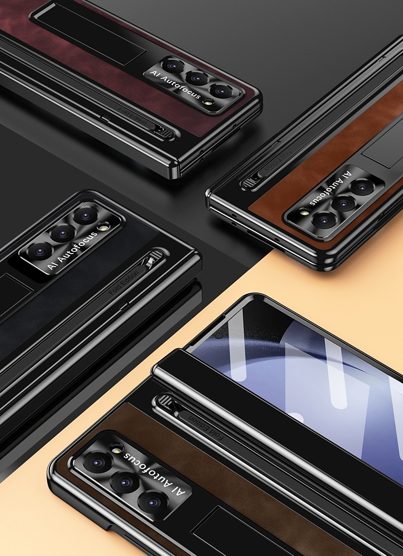 Phone Case For Samsung Galaxy Z Fold 7 Z Fold 6 Z Fold 5 Z Fold 4 Back Cover with Screen Protector Full Body Protective Camera Lens Protector Retro Armor PC PU Leather 2025 - $35.99 –P11