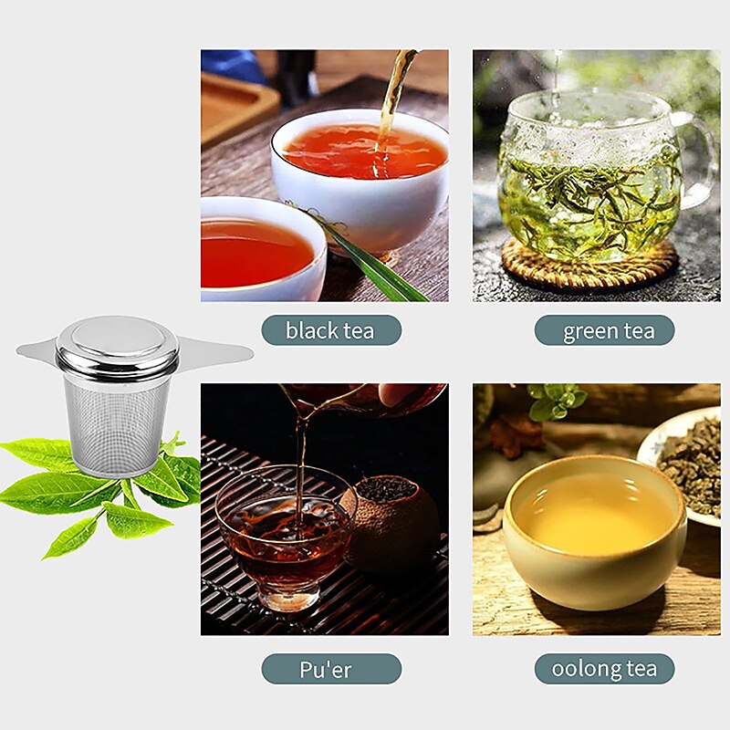 304 Stainless Steel Tea Strainer Reusable Tea Infuser Tea Strainer Teapot Loose Tea Leaf Spice Tea Filter Kitchen Accessories Tea Strainer  Tea Drain with Handle and Lid 2026 - $11.99 –P5