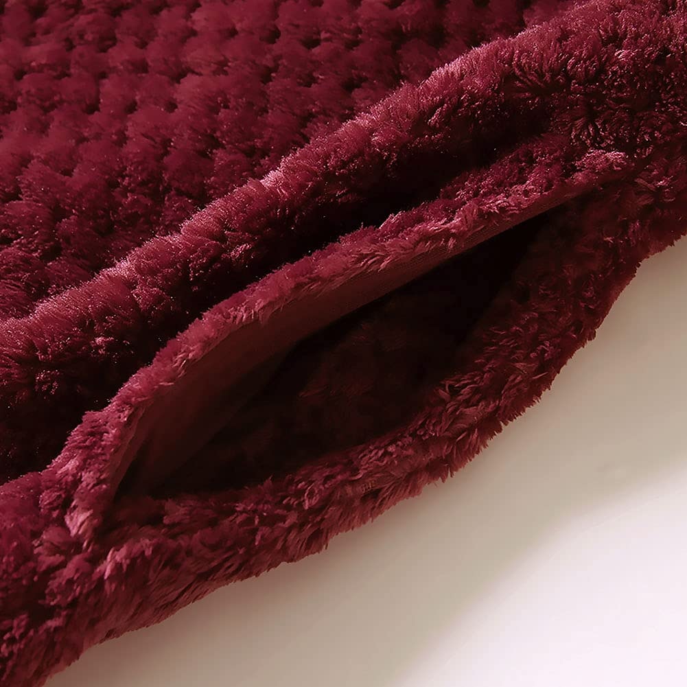 dames fleece gewaden fluffy fuzzy warme pyjama jurk badjassen nachtjapon 1 stuks pure kleur pluche eenvoudig comfort thuis dagelijks bed koraal fluweel warm ademend v draad lange mouw basic herfst 2025 - $44.99 –P15