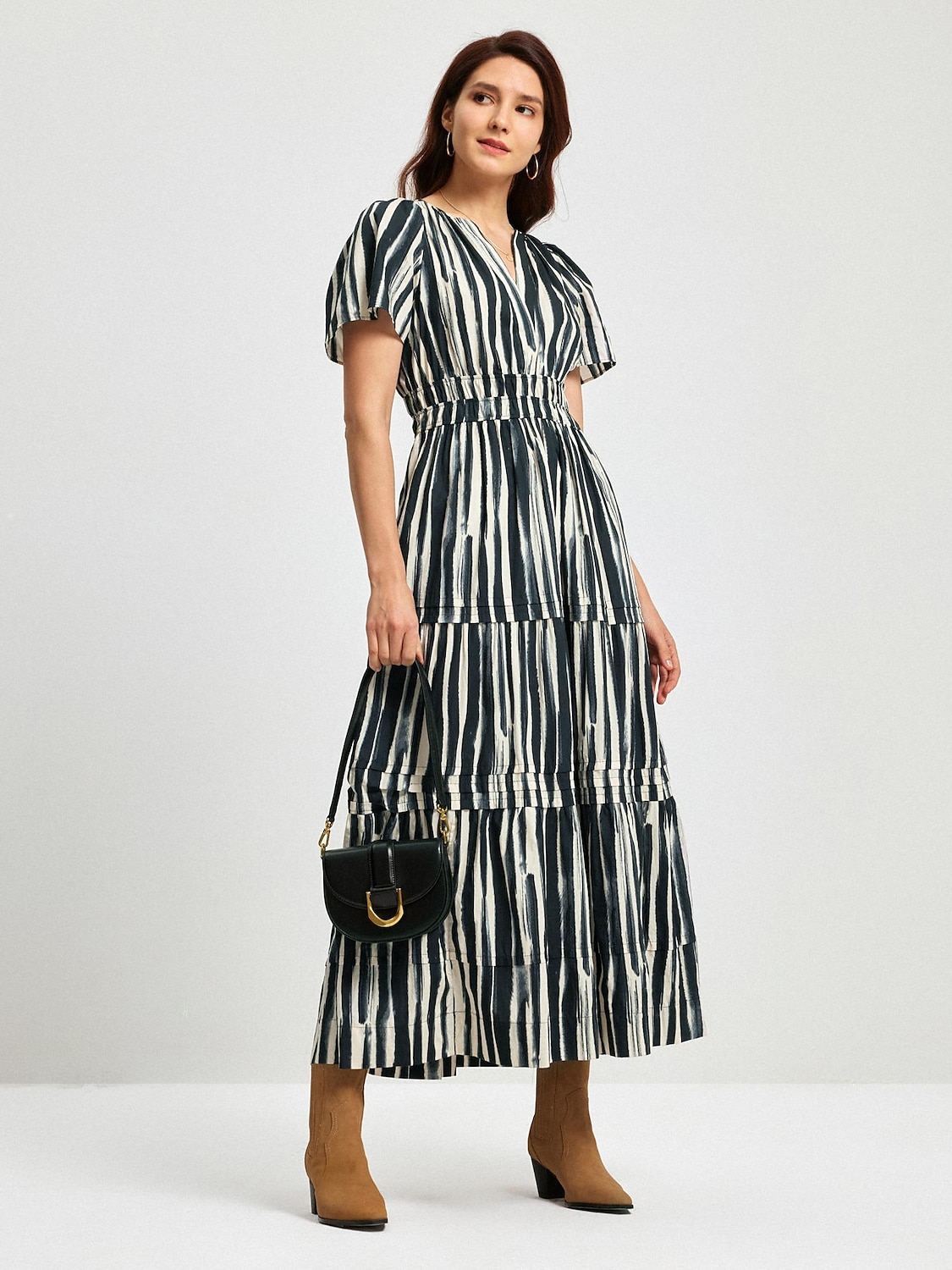 Cotton Chic Short Sleeve Striped Maxi Skirt 2025 - $68.99 –P3